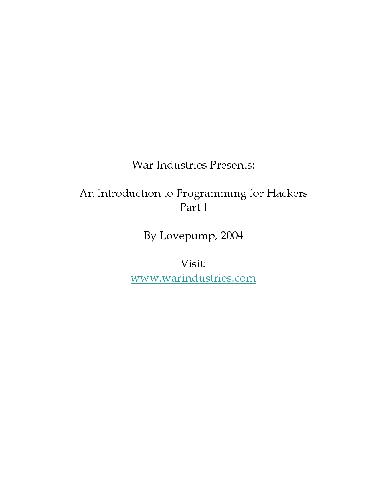 An Introduction to Programming for Hackers