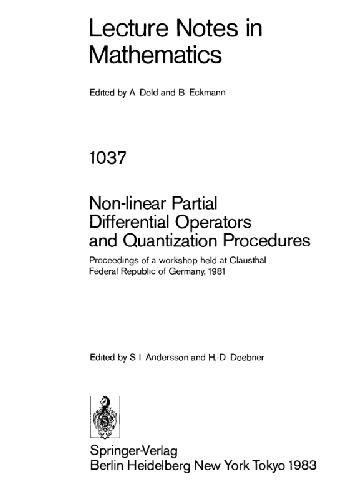 Non-linear Partial Differential Operators and Quantization Procedures: Proceedings of a Workshop held at Clausthal