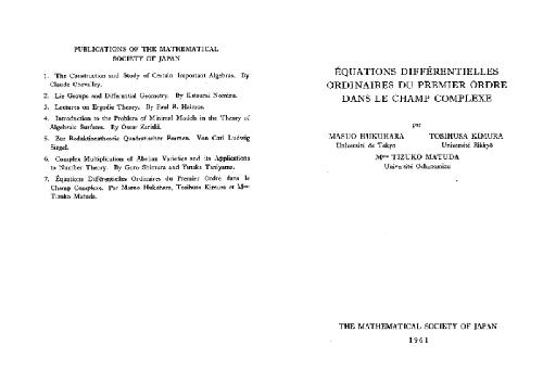 Equations diff. dans le champ complexe