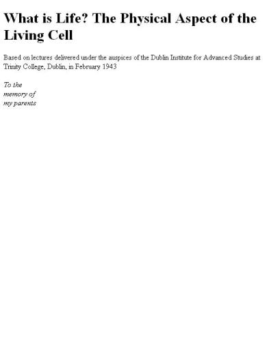 What is Life? The Physical Aspect of the Living Cell