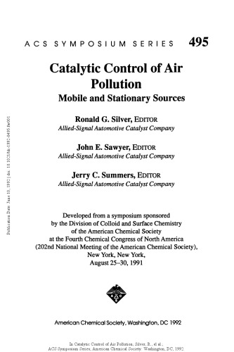 Catalytic Control of Air Pollution. Mobile and Stationary Sources