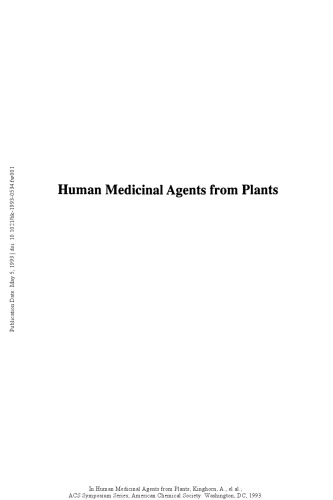 Human Medicinal Agents from Plants