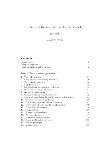 Lectures on Discrete and Polyhedral Geometry (Draft)