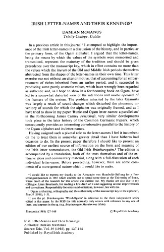 Irish Letter-Names and Their Kennings