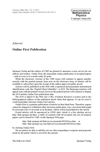 Communications in Mathematical Physics - Volume 229