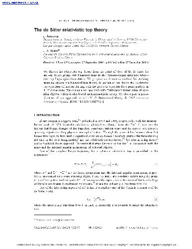 The de Sitter relativistic top theory