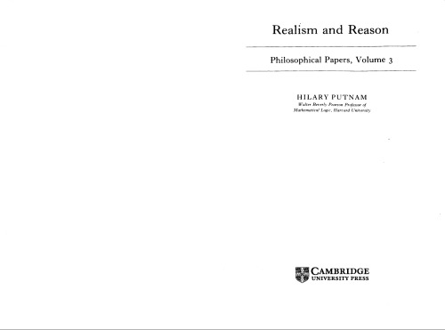 Philosophical Papers, Volume 3: Realism and Reason