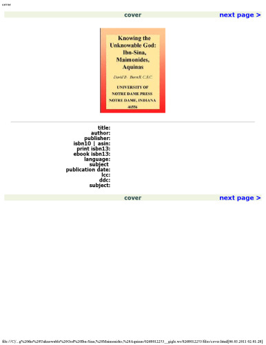 Knowing the Unknowable God: Ibn-Sina, Maimonides, Aquinas