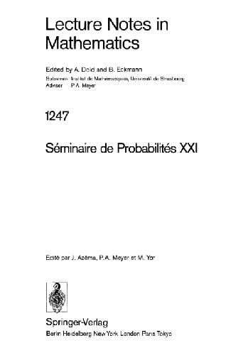 Seminaire de Probabilites XXI
