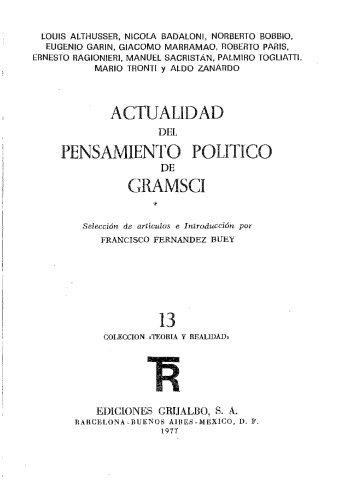 Actualidad del pensamiento politico de Gramsci