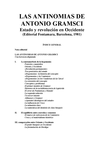 Las antinomias de Antonio Gramsci: Estado y revolución en Occidente