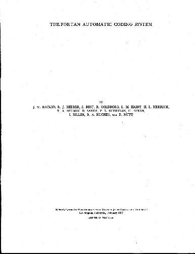 The Fortan Automatic Coding System