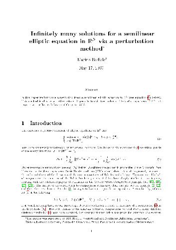 Infinitely many solutions for a semilinear elliptic equation in R^ N via a perturbation method