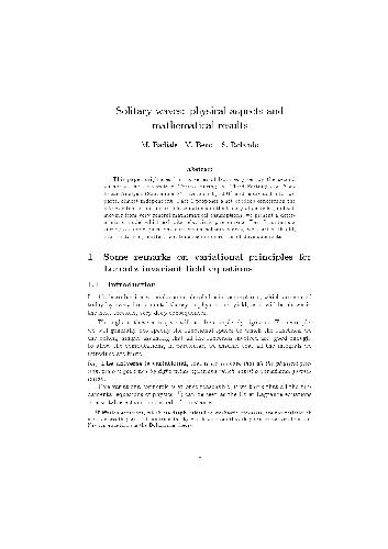 Solitary waves physical aspects and mathematical results