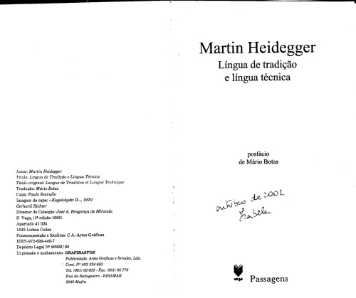 Língua de tradição e língua técnica