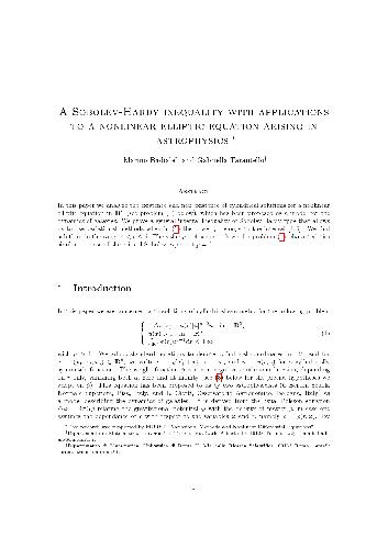 A Sobolev-Hardy inequality with applications to a nonlinear elliptic equation arising in astrophysics
