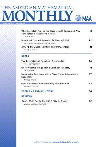 The American Mathematical Monthly, Number 1, January 2011