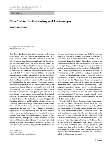 Forensische Psychiatrie, Psychologie, Kriminologie - Zeitschrift Nr. 4 Februar 2010