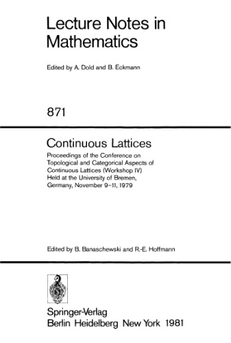 Continuous Lattices: Proceedings