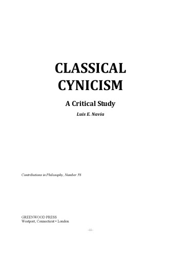Classical Cynicism: A Critical Study