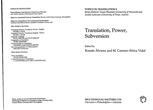 Translation Power Subversion (Topics in Translation, 8)