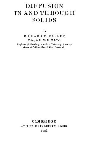 Diffusion In And Through Solids