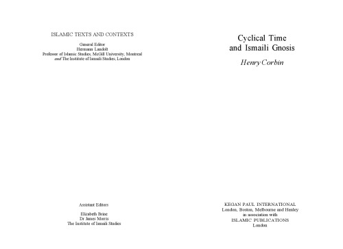 Cyclical Time & Ismaili Gnosis (Islamic Texts and Contexts)
