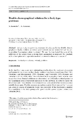 Double choreographical solutions for n-body type problems