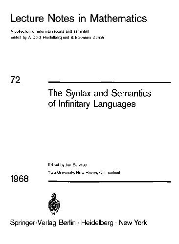 he Syntax And Semantics Of Infinitary Languages