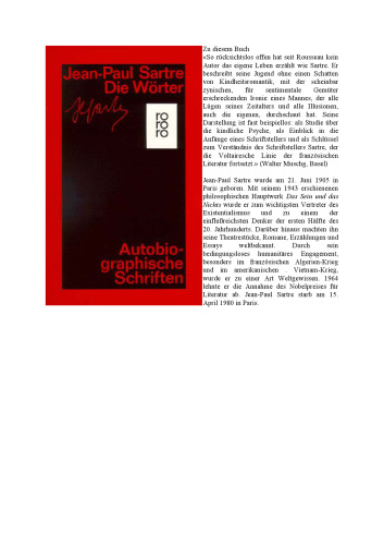 Die Wörter. ( Autobiographische Schriften, 1).