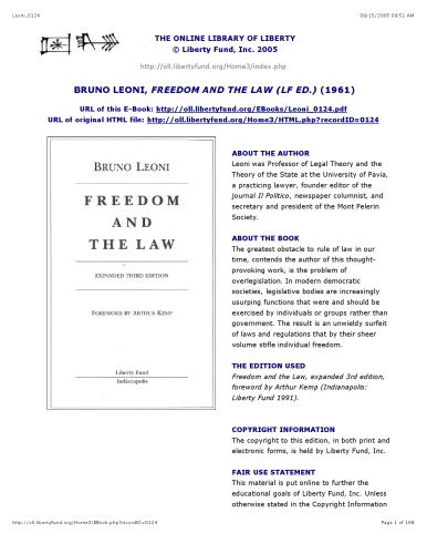 FREEDOM AND THE LAW