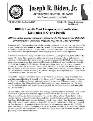 BIDEN Unveils Most Comprehensive Anti-crime Legislation in Over a Decade