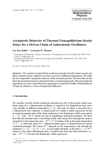 Communications in Mathematical Physics - Volume 215