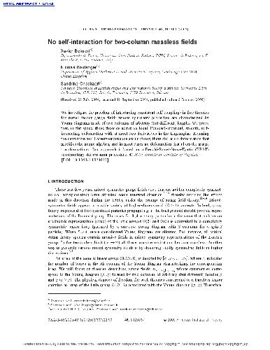 No self-interaction for two-column massless fields