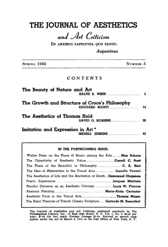 The Journal of Aesthetics and Art Criticism, Vol. 2, No. 5 (Spring, 1942)