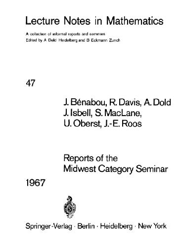 Reports Of The Midwest Category Seminar