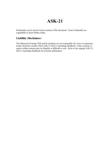 Schleicher Ask21 pilot operating handbook