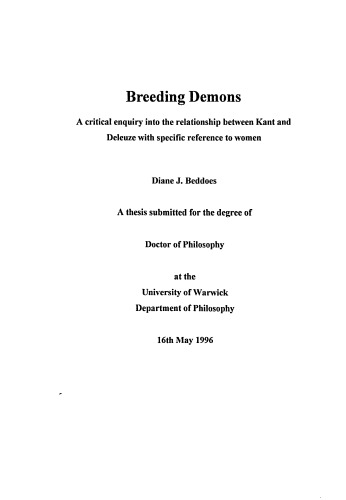 Breeding Demons: A critical enquiry into the relationship between Kant and Deleuze with specific reference to women