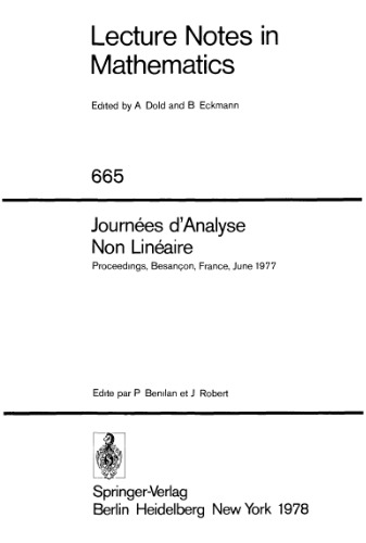 Journées d’Analyse Non Linéaire: Proceedings, Besançon, France, June 1977