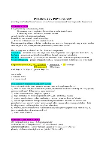 Pulmonary Physiology - Study-Notes