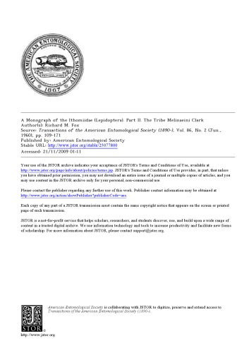 A monograph of the Ithomiidae (Lepidoptera)  Part II - The tribe Melinaeini