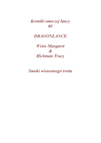 Smoki wiosennego switu (Dragonlance Vol. III) POLISH text edition