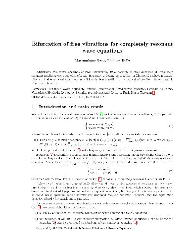Bifurcation of free vibrations for completely resonant wave equations