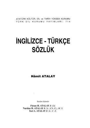 İngilizce - Türkçe Sözlük Cilt 2