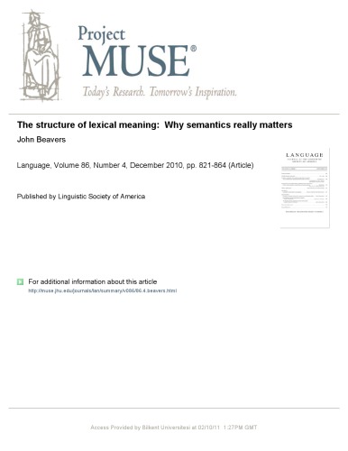 The structure of lexical meaning: Why semantics really matters