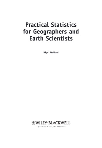 Practical Statistics for Geographers and Earth Scientists