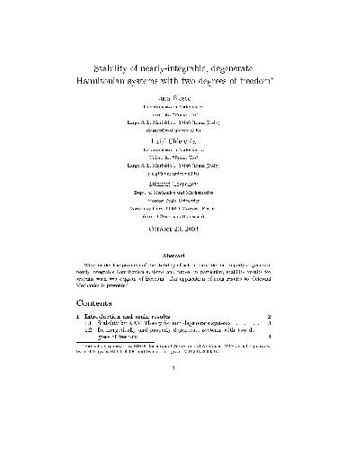 Stability of nearly-integrable, degenerate hamiltonian systems with two degrees of freedom