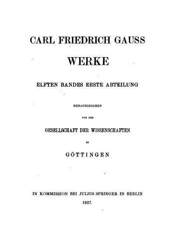Werke, Band 11, Abt.1. Nachtraege zur Physik, Chronologie und Astronomie