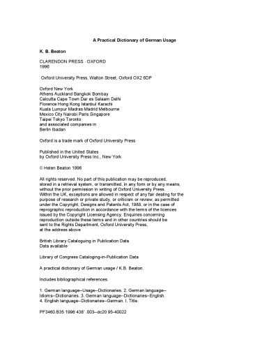 A Practical Dictionary of German Usage