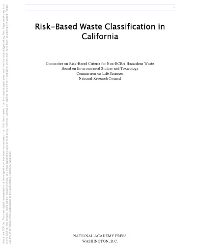 Risk-Based Waste Classification in California